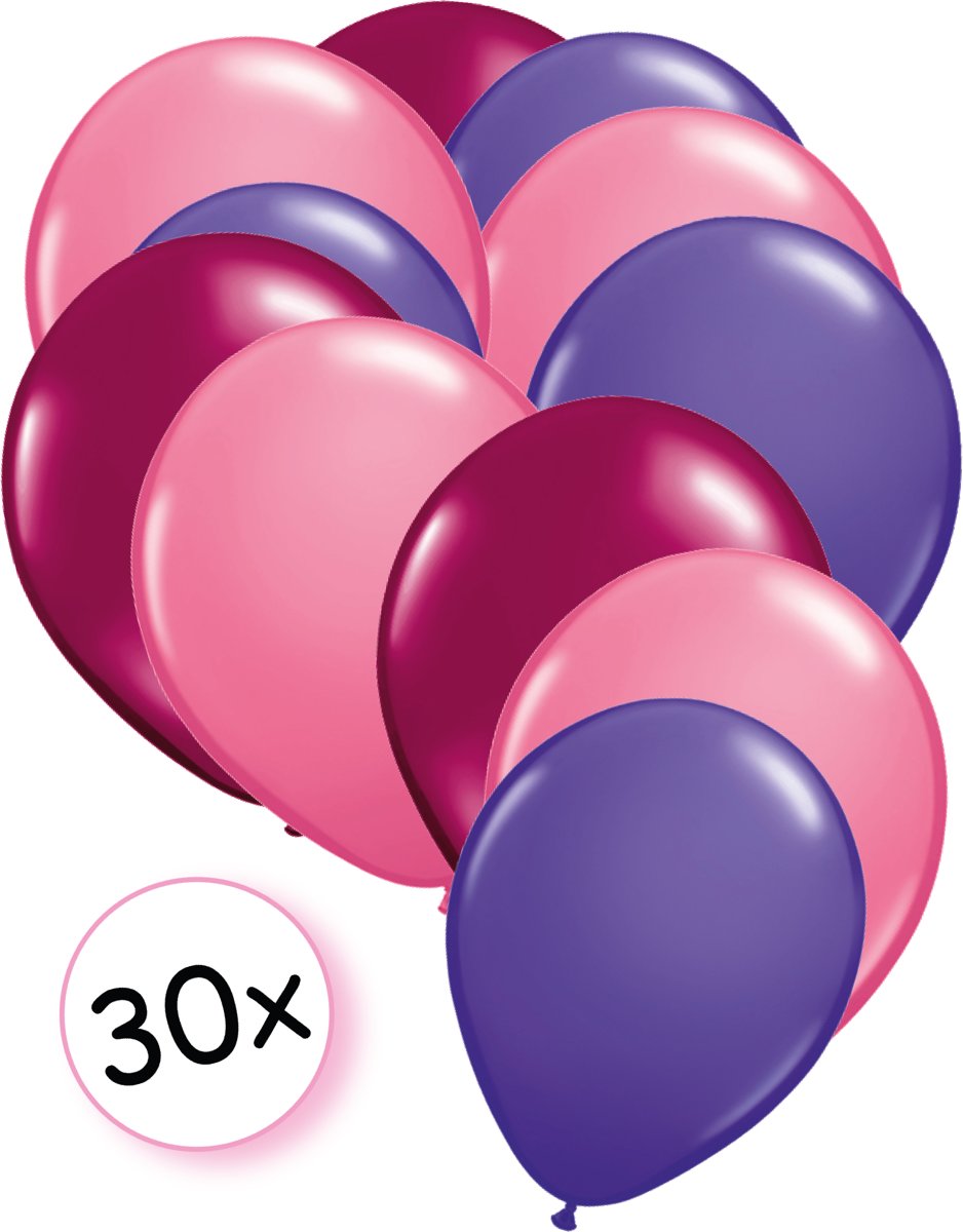 Ballonnen Fuchsia, Roze & Paars 30 stuks 27 cm